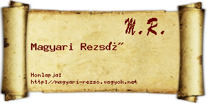 Magyari Rezső névjegykártya